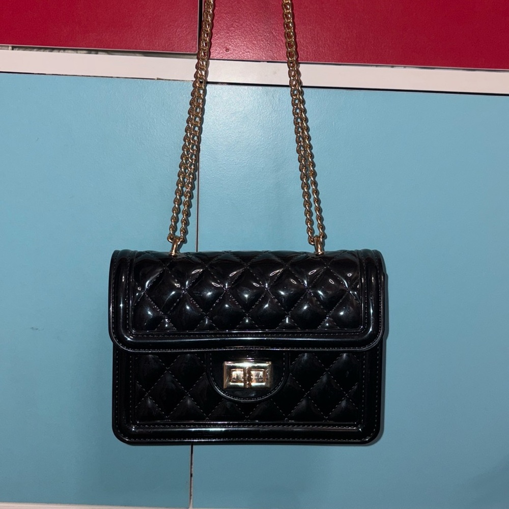 Plastic gold and black purse (crossbody/shoulder bag)